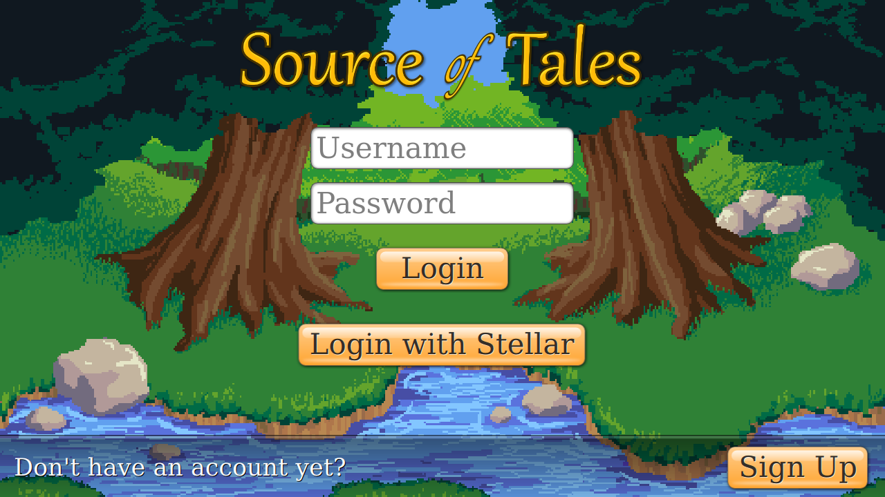 The login screen, featuring a “Login with Stellar” button